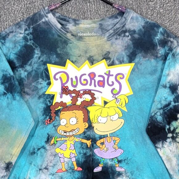 Nickelodeon Rugrats T-Shirt Womens 2XL Blue Reckless Duo BFF Long Sleeve Crop - Picture 2 of 12